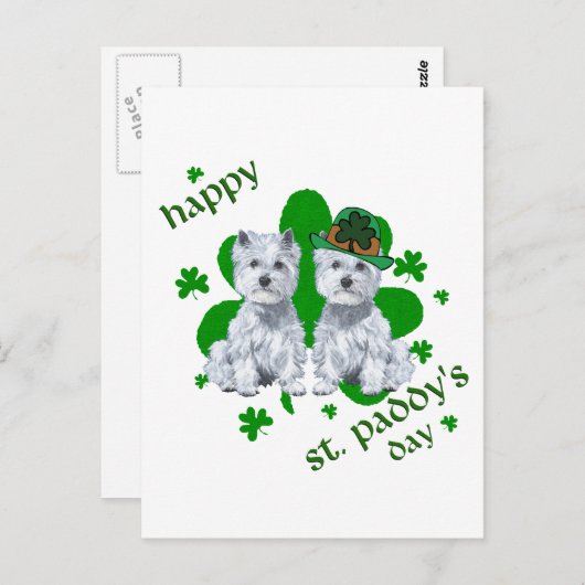 Westie St Patricks Day Briefkaart (Voorkant / Achterkant)