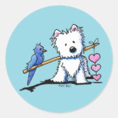 Westie Sticker met Hart Snoeren (Voorkant)