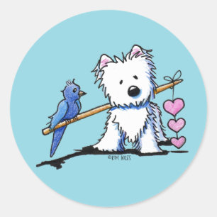 Westie Sticker met Hart Snoeren