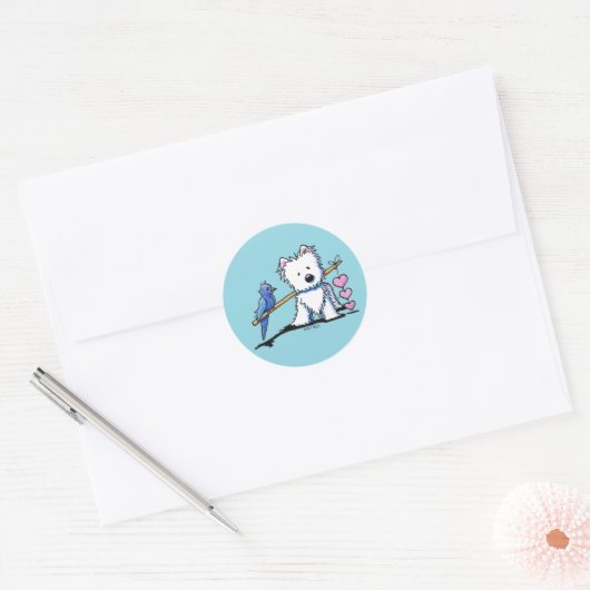 Westie Sticker met Hart Snoeren (Envelop)