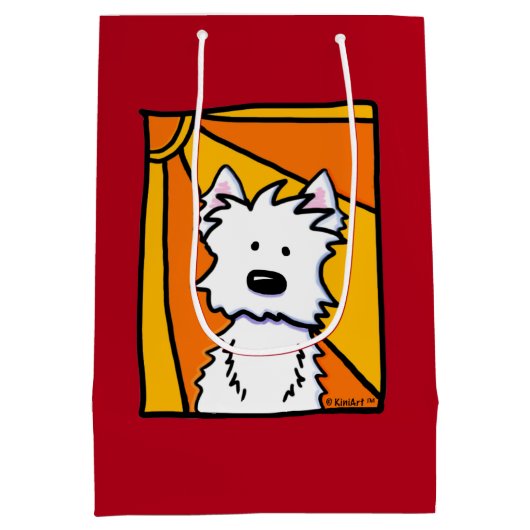 Westie Sunshine KiniArt Gift Bag Medium Cadeauzakje (Achterkant)