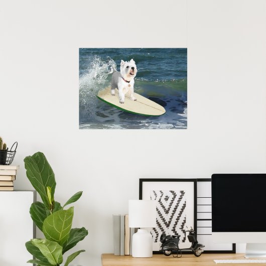Westie Surfer Poster (Thuiskantoor)
