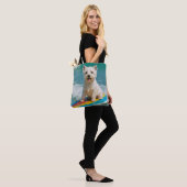 Westie Surfing Beach Bag Canvas tas (Op model)