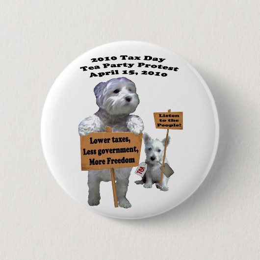 Westie Tax Day Tea Party Protest Button (Voorkant)