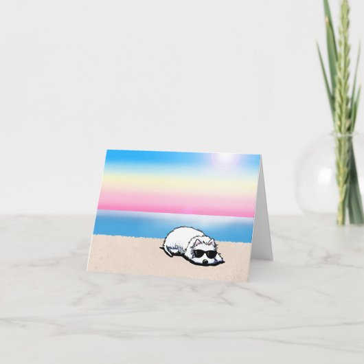 Westie Terrier Beach Note Kaart (Voorkant)
