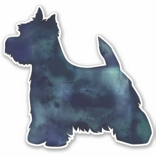 Westie Terrier Black Waterverf Silhouette Sticker (Voorkant)