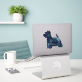 Westie Terrier Black Waterverf Silhouette Sticker (Laptop op bureau)