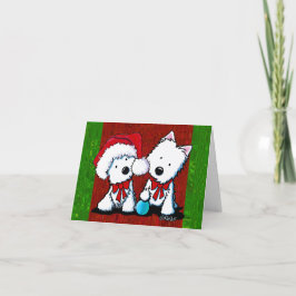 Westie Terrier Duo kerstKaarten Feestdagen Kaart