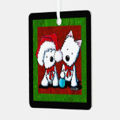 Westie Terrier Duo Kerstmis Metalen Ornament (Voorkant links)