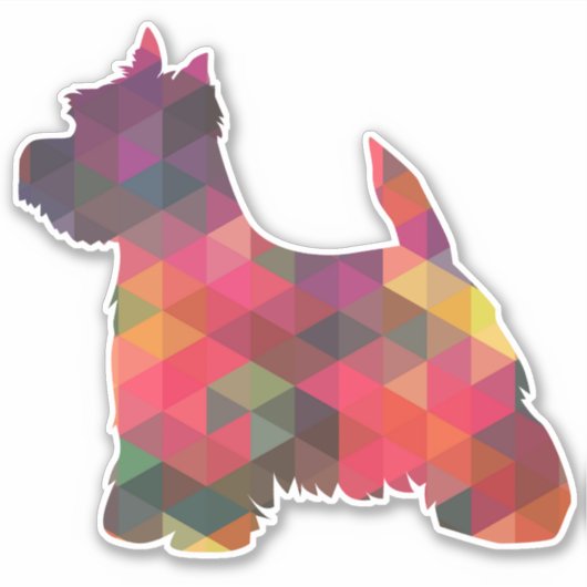 Westie Terrier Geometric Pattern Silhouette Sticker (Voorkant)