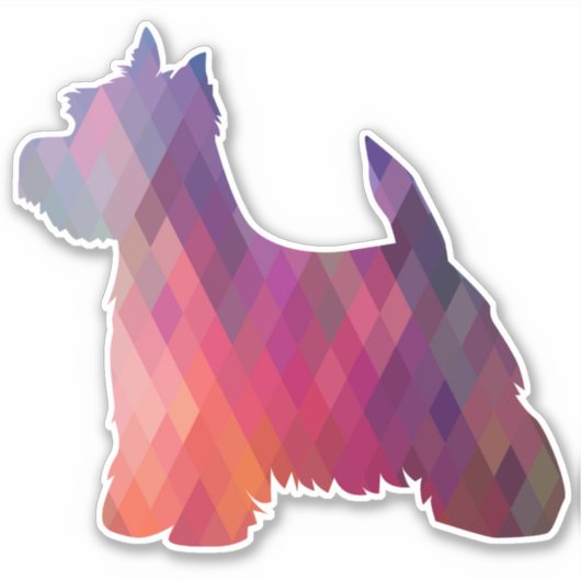 Westie Terrier Geometric Pattern Silhouette Sticker (Voorkant)