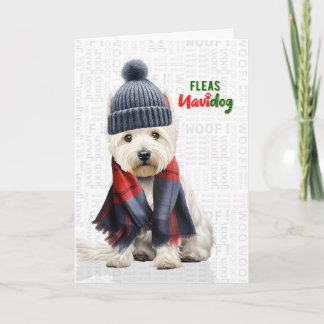 Westie Terrier Grappige Vlooien Navidog Kerstmis Feestdagen Kaart
