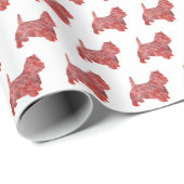 Westie Terrier Kersthond Schattige Silhouette Wit Cadeaupapier (Rol Hoek)