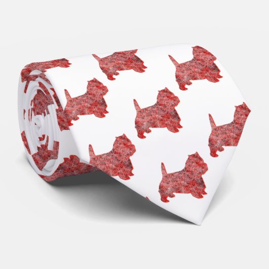 Westie Terrier Kersthond Silhouet Witte Hals Stropdas (Opgerold)