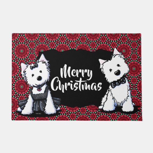 Westie Terrier Kerstmis Deurmat (Voorkant)
