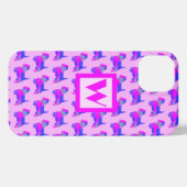 Westie Terrier Leuke Hond Roze Silhouet Monogram iPhone Hoesje (Achterkant horizontaal)