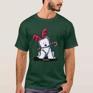 Westie Terrier Rendier Donkere T-shirt