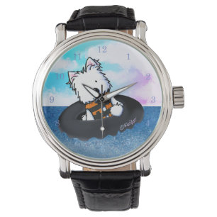 Westie Terrier River Float Horloge