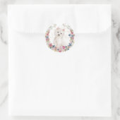 Westie Terrier Spring Flowers Wreator Ronde Sticker (Tas)