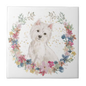Westie Terrier Spring Flowers Wreator Tegeltje (Voorkant)
