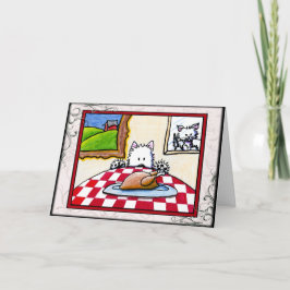 Westie Terrier Thanksgiving Wenskaart Feestdagen Kaart