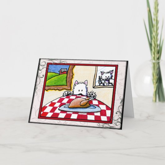 Westie Terrier Thanksgiving Wenskaart Feestdagen Kaart (Voorkant)