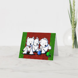 Westie Terrier Trio kerstKaarten Feestdagen Kaart