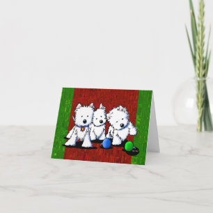 Westie Terrier Trio kerstKaarten Feestdagen Kaart