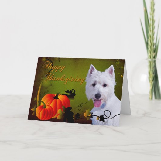 Westie Thanksgiving Card Feestdagen Kaart (Voorkant)