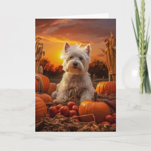 Westie Thanksgiving Feestdagen Kaart (Voorkant)