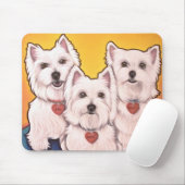 Westie trio muismat (Met muis)