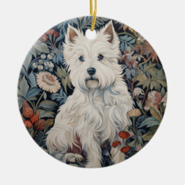Westie Tuinwandtapijt in William Morris Style Keramisch Ornament