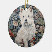 Westie Tuinwandtapijt in William Morris Style Keramisch Ornament (Links)