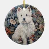 Westie Tuinwandtapijt in William Morris Style Keramisch Ornament (Achterkant)