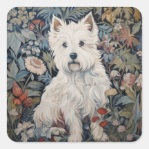 Westie Tuinwandtapijt in William Morris Style