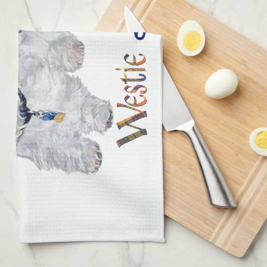 Westie Vaderdag Theedoek (Quarter Fold)