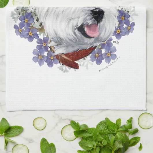 Westie vergeet me niet theedoek (Gevouwen)