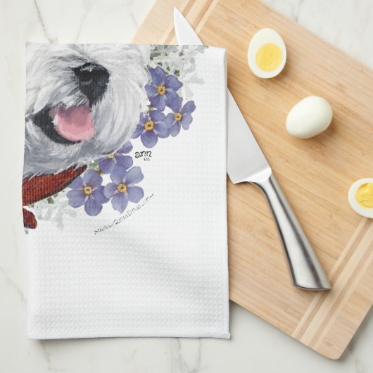 Westie vergeet me niet theedoek (Quarter Fold)