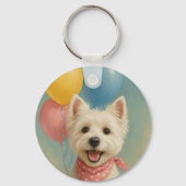 Westie Verjaardag Sleutelhanger (Voorkant)