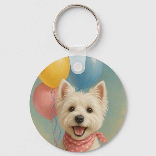 Westie Verjaardag Sleutelhanger (Voorkant)