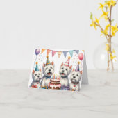 Westie Verjaardagsfeest Wenskaart Kaart (Gele Bloem)