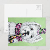 Westie verjaardagsfeestje briefkaart (Voorkant / Achterkant)