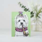 Westie verjaardagsfeestje briefkaart (Staand voorkant)