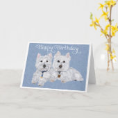 Westie verjaardagskaart kaart (Gele Bloem)