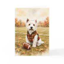 Westie Voetbal Herfst Wenskaart