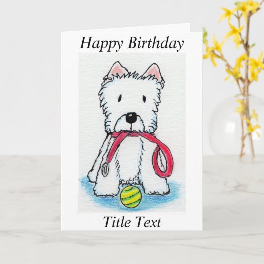 Westie walkies verjaardagskaart vriend moeder vade kaart (Gele Bloem)