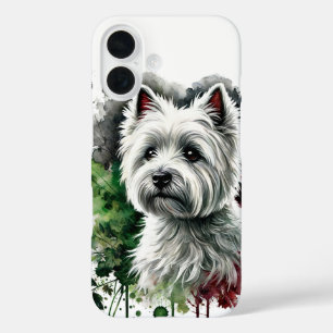 Westie Waterverf Art iPhone 16 Hoesje