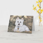 Westie-Wenskaart Kaart (Gele Bloem)