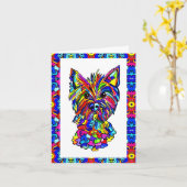 Westie wenskaart kaart (Gele Bloem)