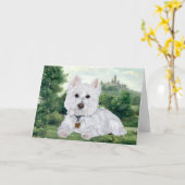 Westie wenskaart kaart (Gele Bloem)